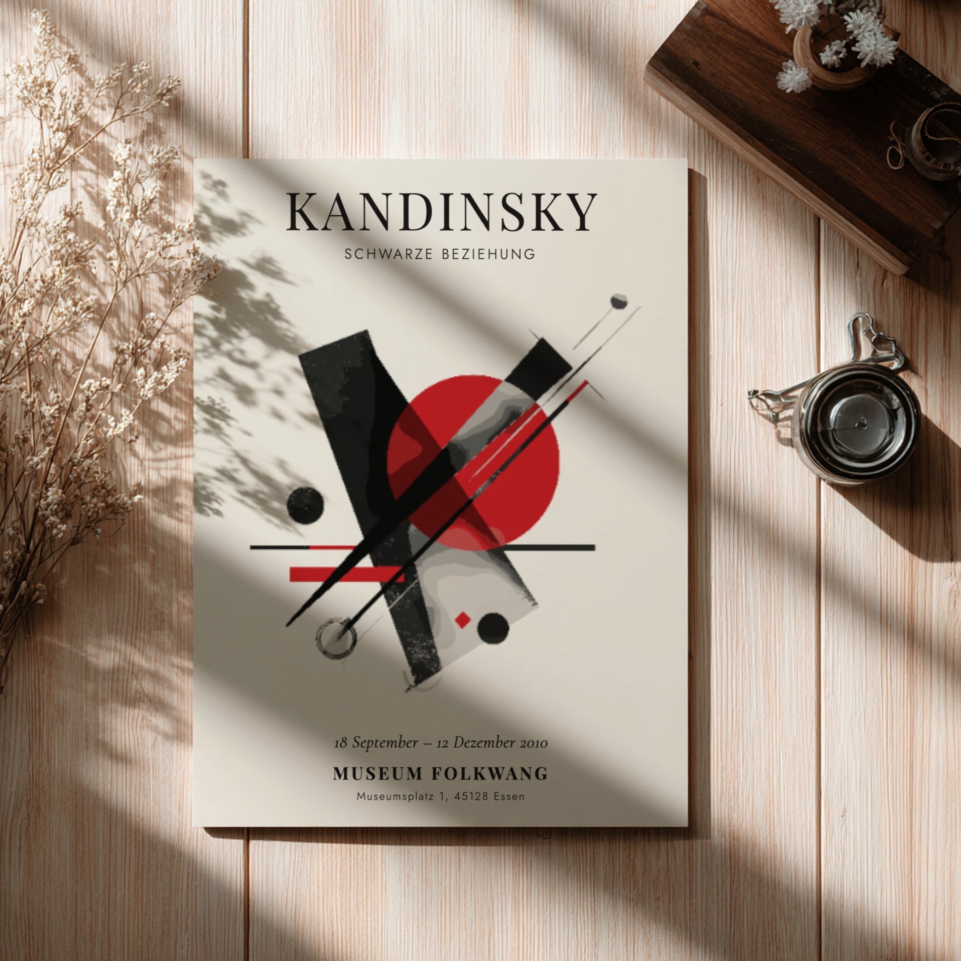 Kandinsky inspired poster with bold colors and geometric shapes, perfect for modern wall decor