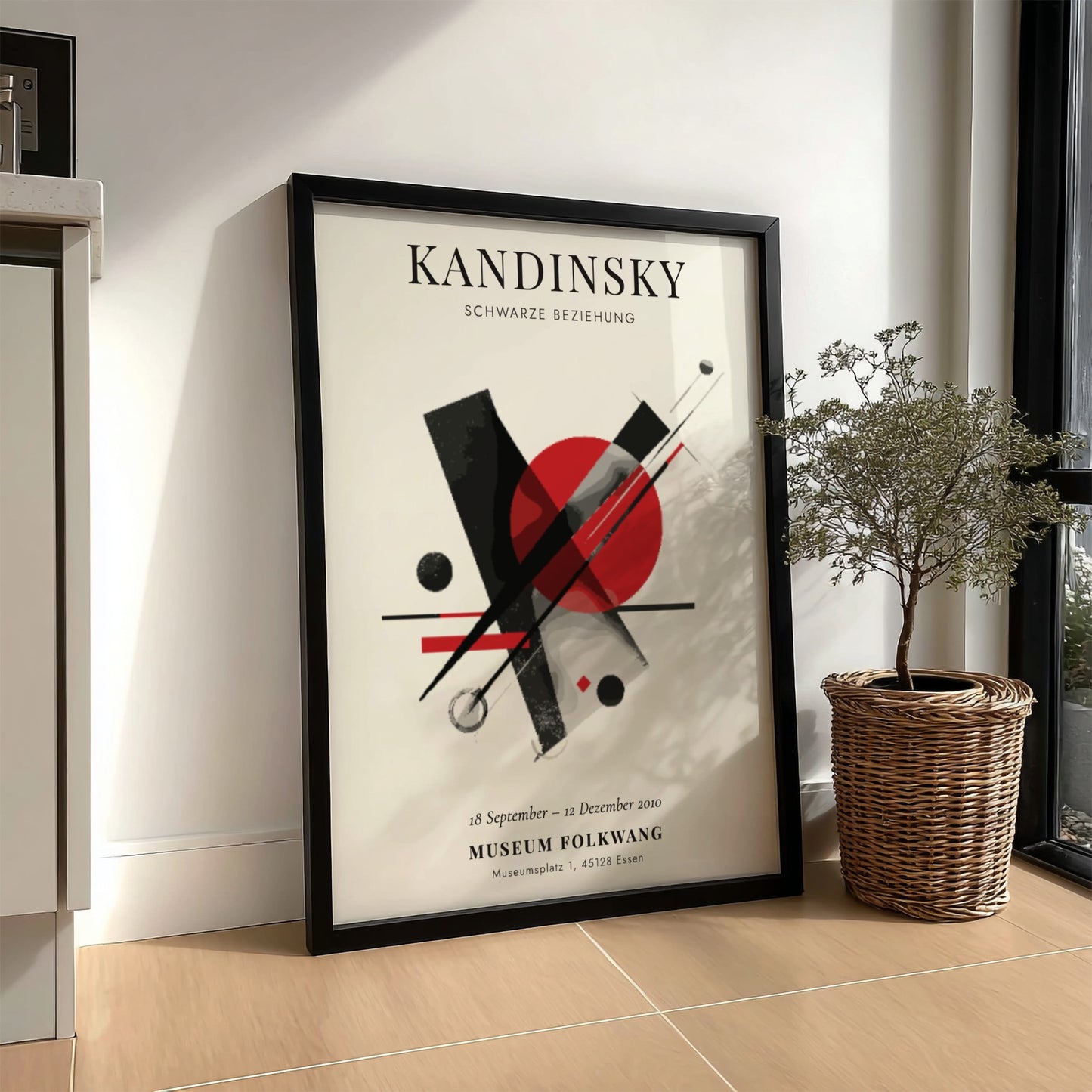 Kandinsky inspired poster with bold colors and geometric shapes, perfect for modern wall decor
