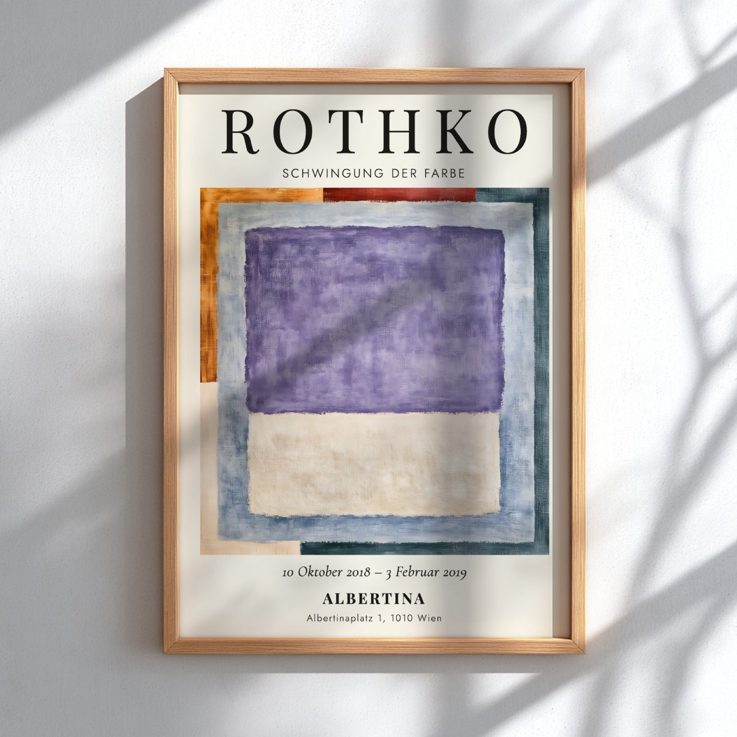 Wall art poster featuring Mark Rothko's Schwingung der Farbe with purple and beige
