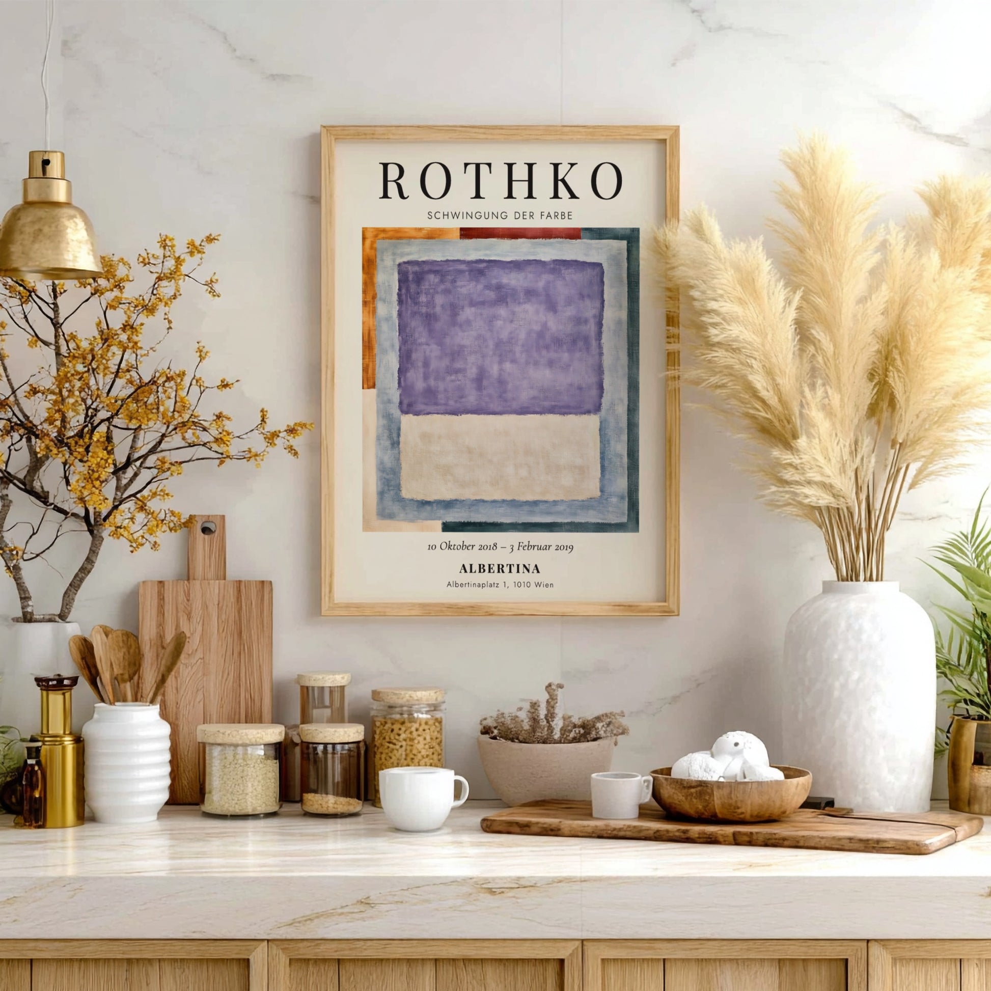 Wall art poster featuring Mark Rothko's Schwingung der Farbe with purple and beige