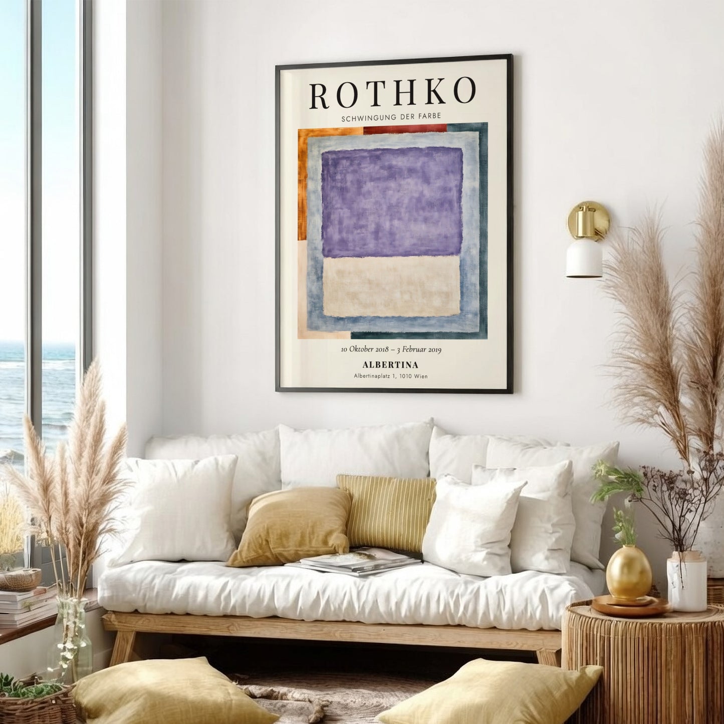 Wall art poster featuring Mark Rothko's Schwingung der Farbe with purple and beige