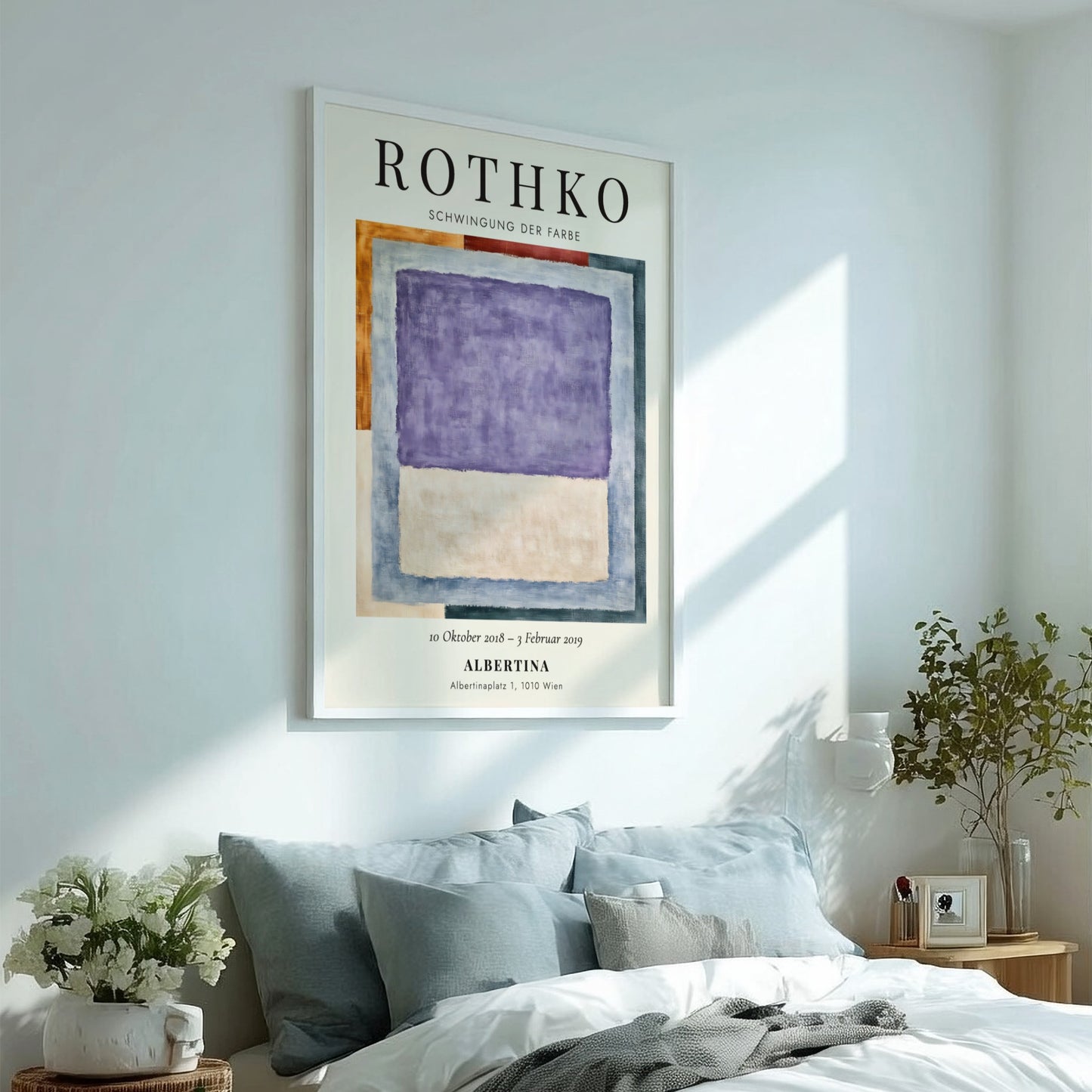 Wall art poster featuring Mark Rothko's Schwingung der Farbe with purple and beige