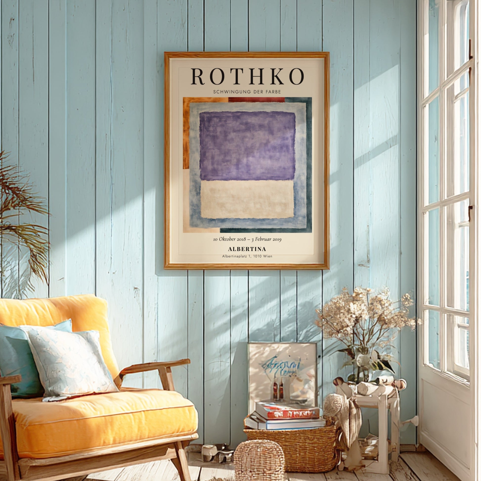 Wall art poster featuring Mark Rothko's Schwingung der Farbe with purple and beige