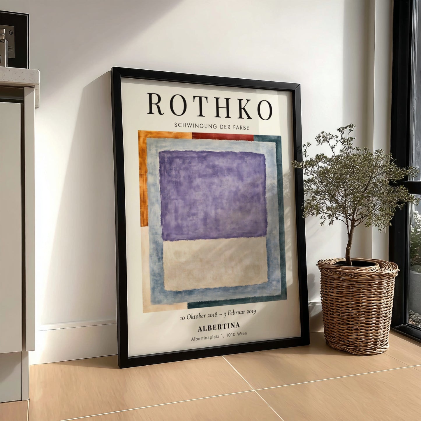 Wall art poster featuring Mark Rothko's Schwingung der Farbe with purple and beige