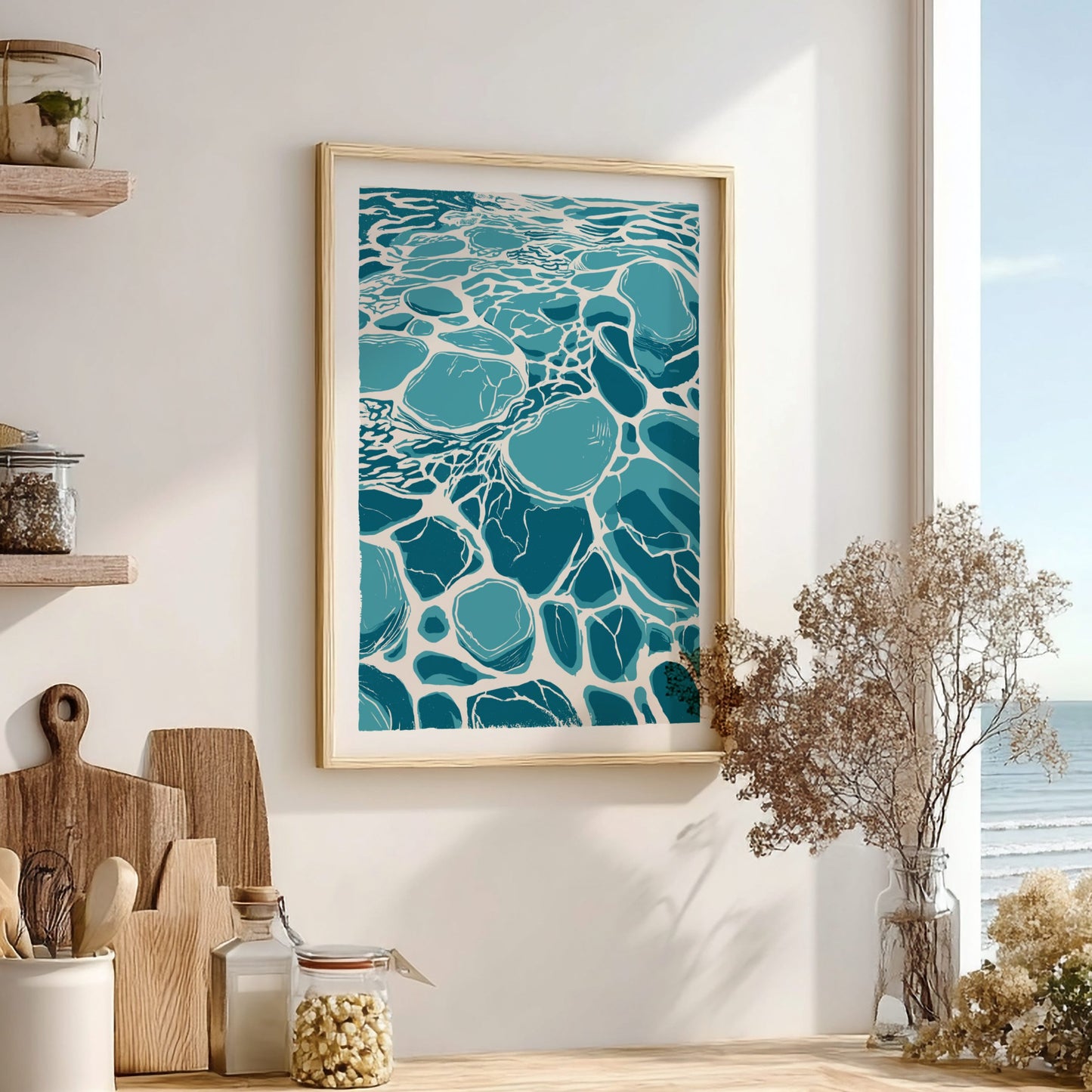 Seafoam Calm Poster - Serene Ocean Waves Wall Art Print