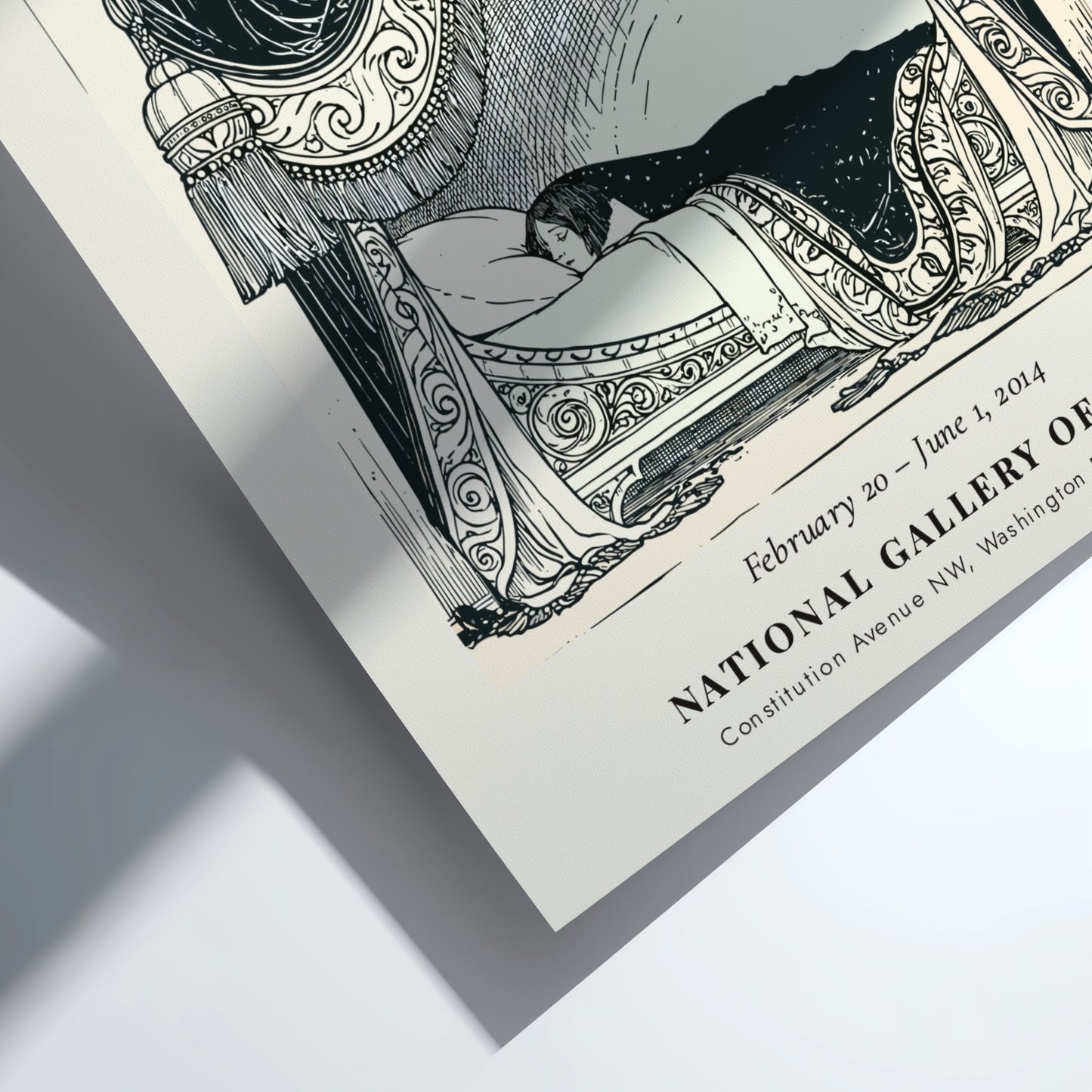 Self-Portrait in Bed poster featuring Aubrey Beardsley's intricate linework and monochrome style