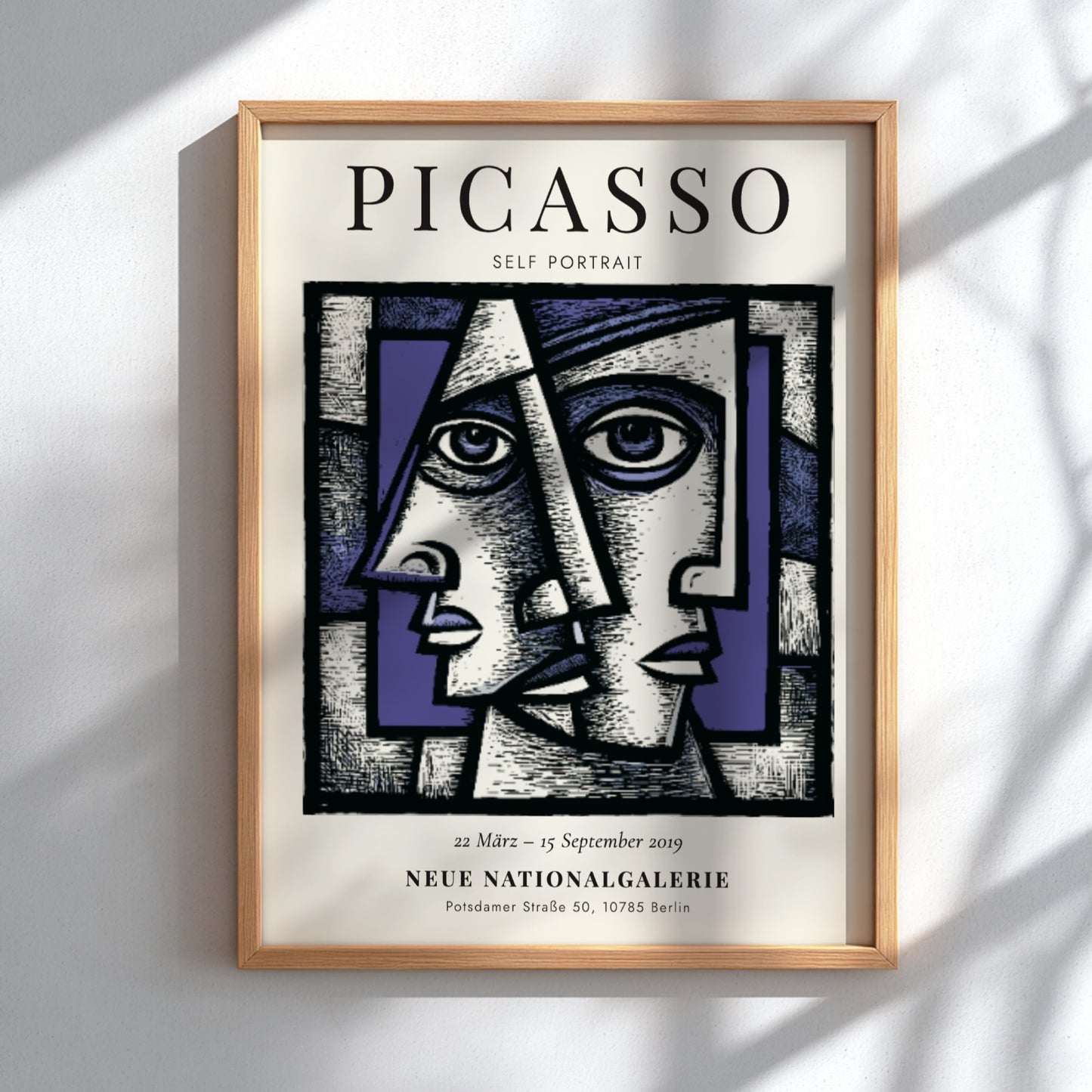 Picasso inspired poster featuring a self-portrait with geometric shapes and bold colors