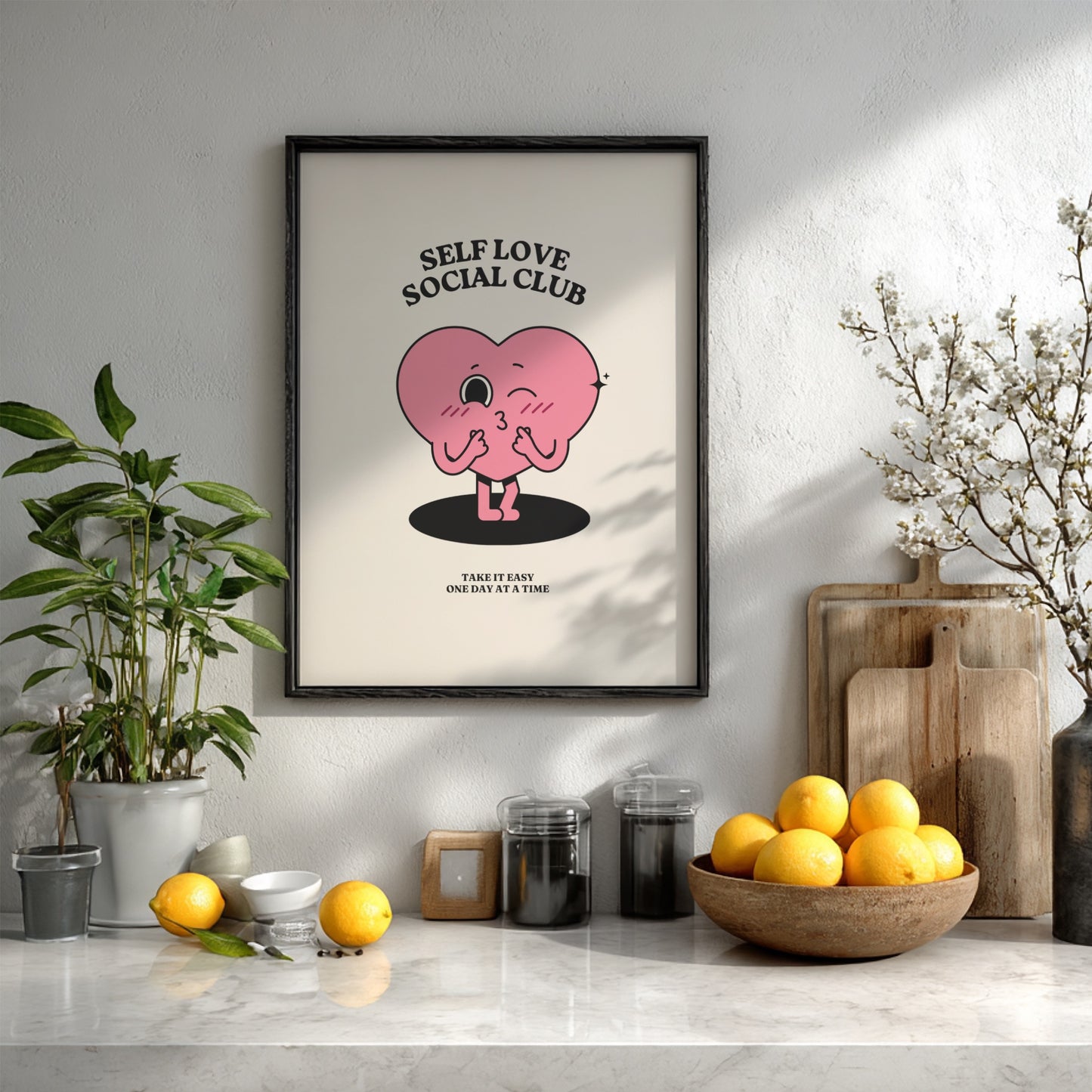 Self Love Club: Modern Minimalist Motivational Wall Art