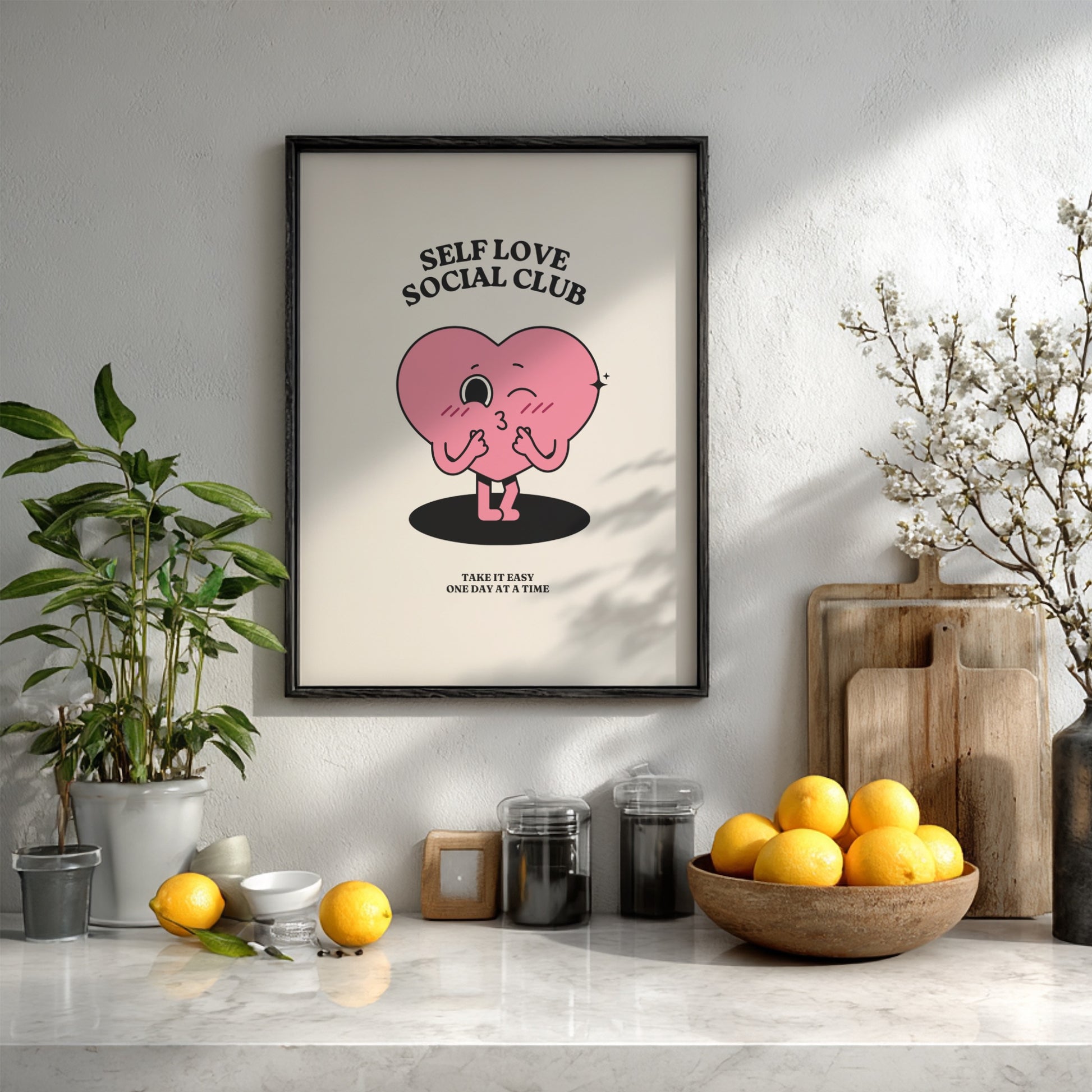 Self Love Club: Modern Minimalist Motivational Wall Art