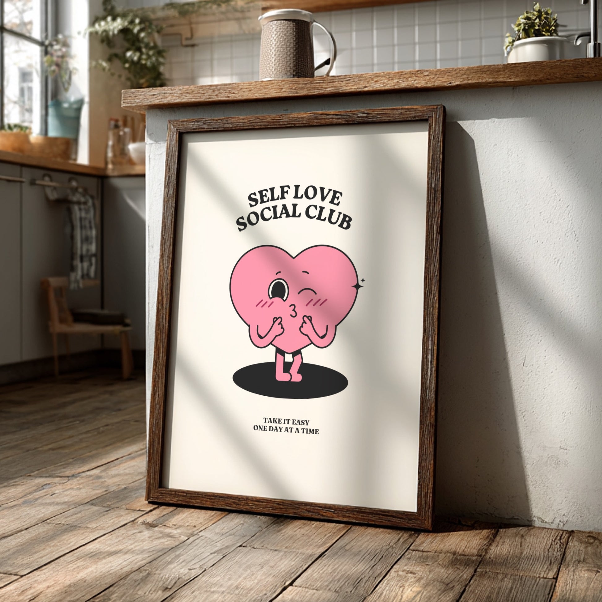 Self Love Club: Modern Minimalist Motivational Wall Art