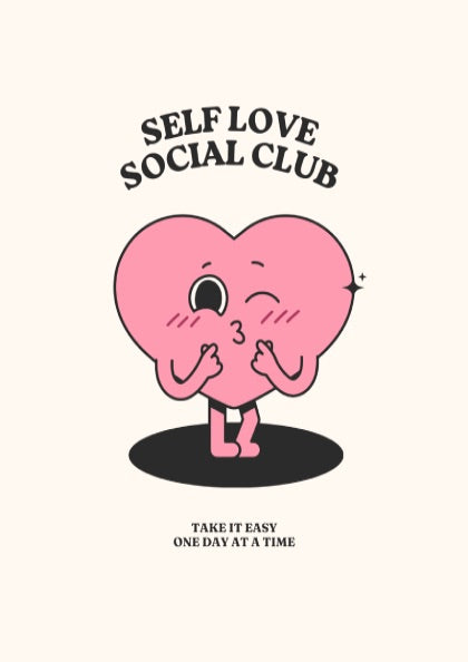 Self Love Club: Modern Minimalist Motivational Wall Art