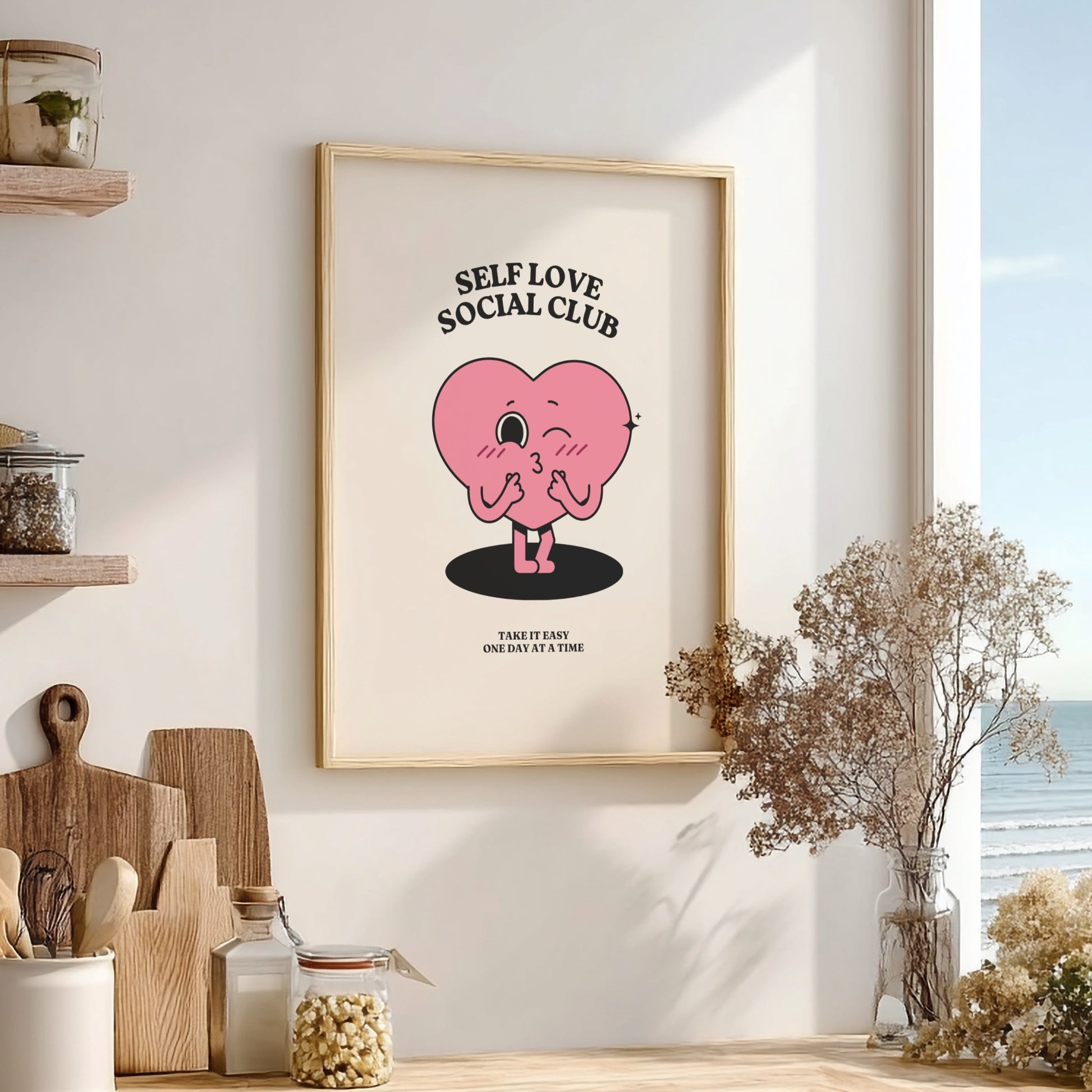 Self Love Club: Modern Minimalist Motivational Wall Art