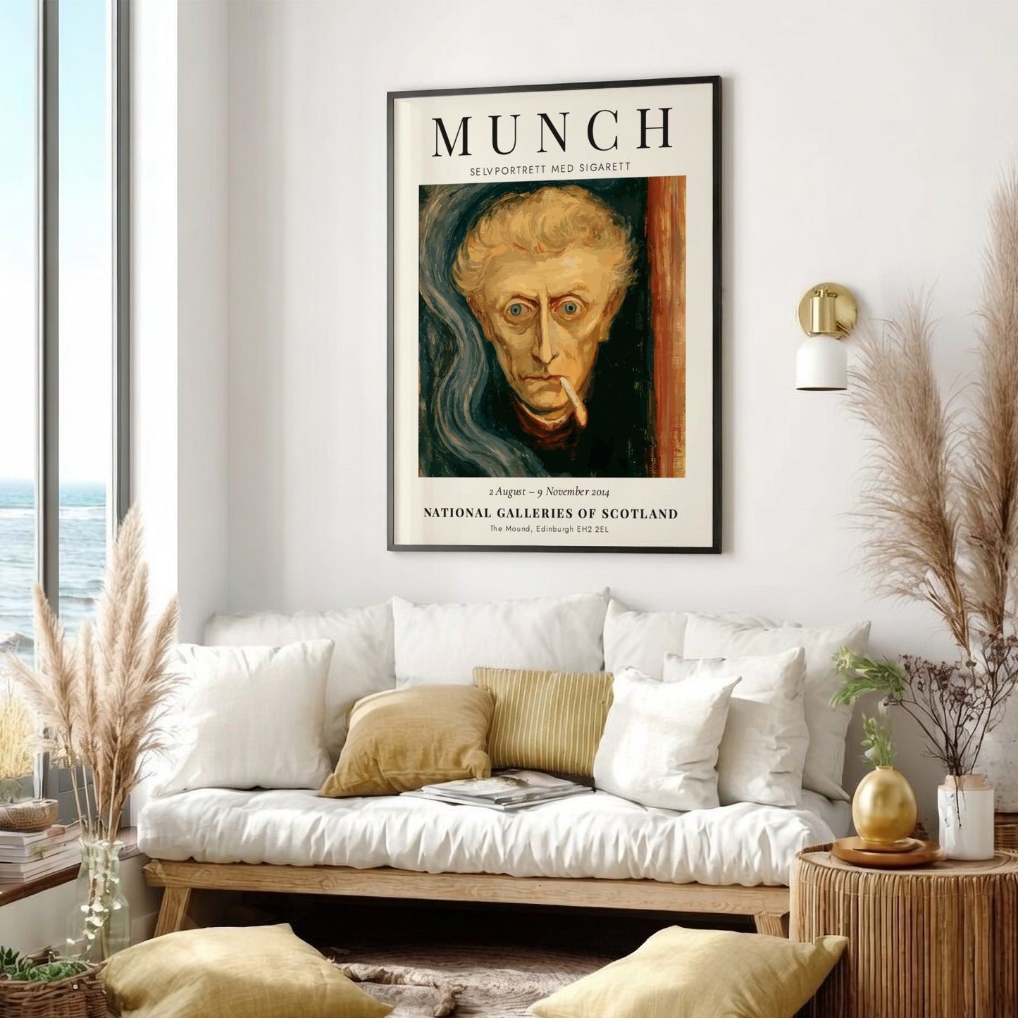 Edvard Munch poster featuring Selvportrett med Sigarett with expressive colors and intense emotion