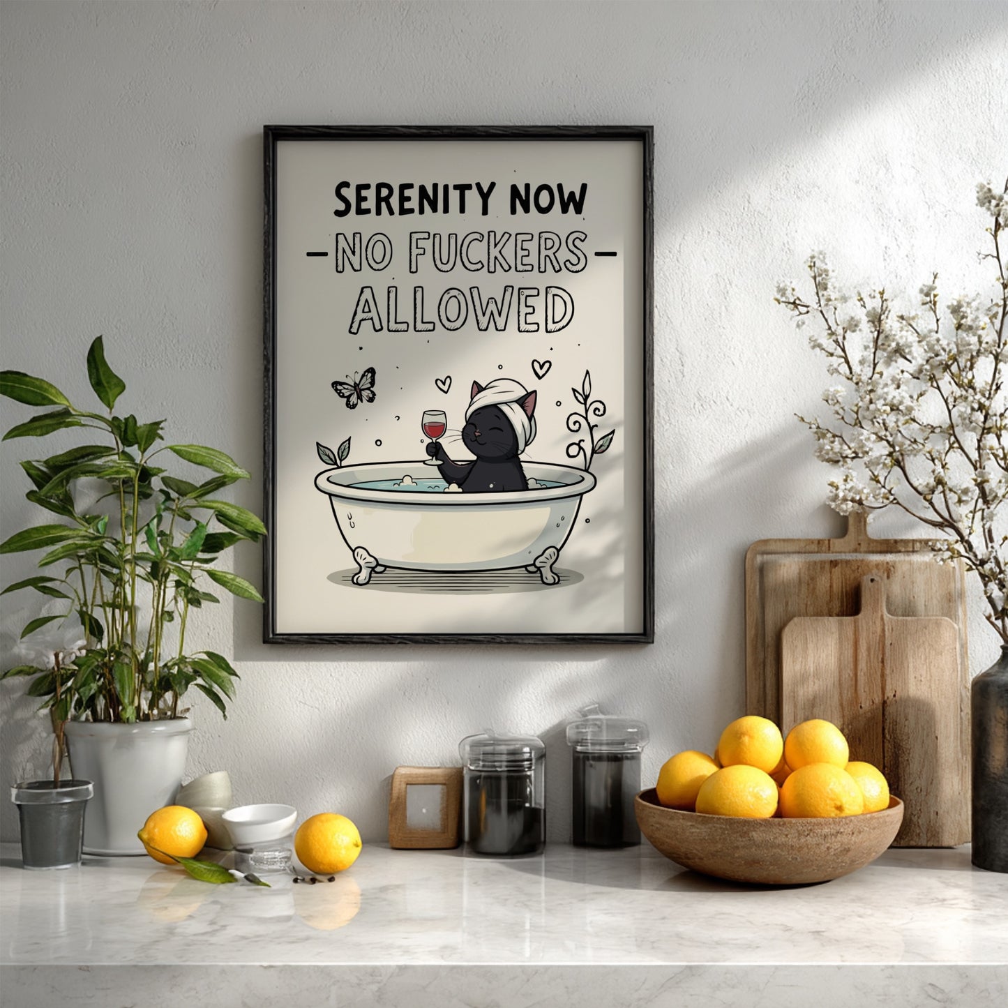 Serenity Now, No Fuckers Allowed - Bold Minimalist Sanctuary Wall Art