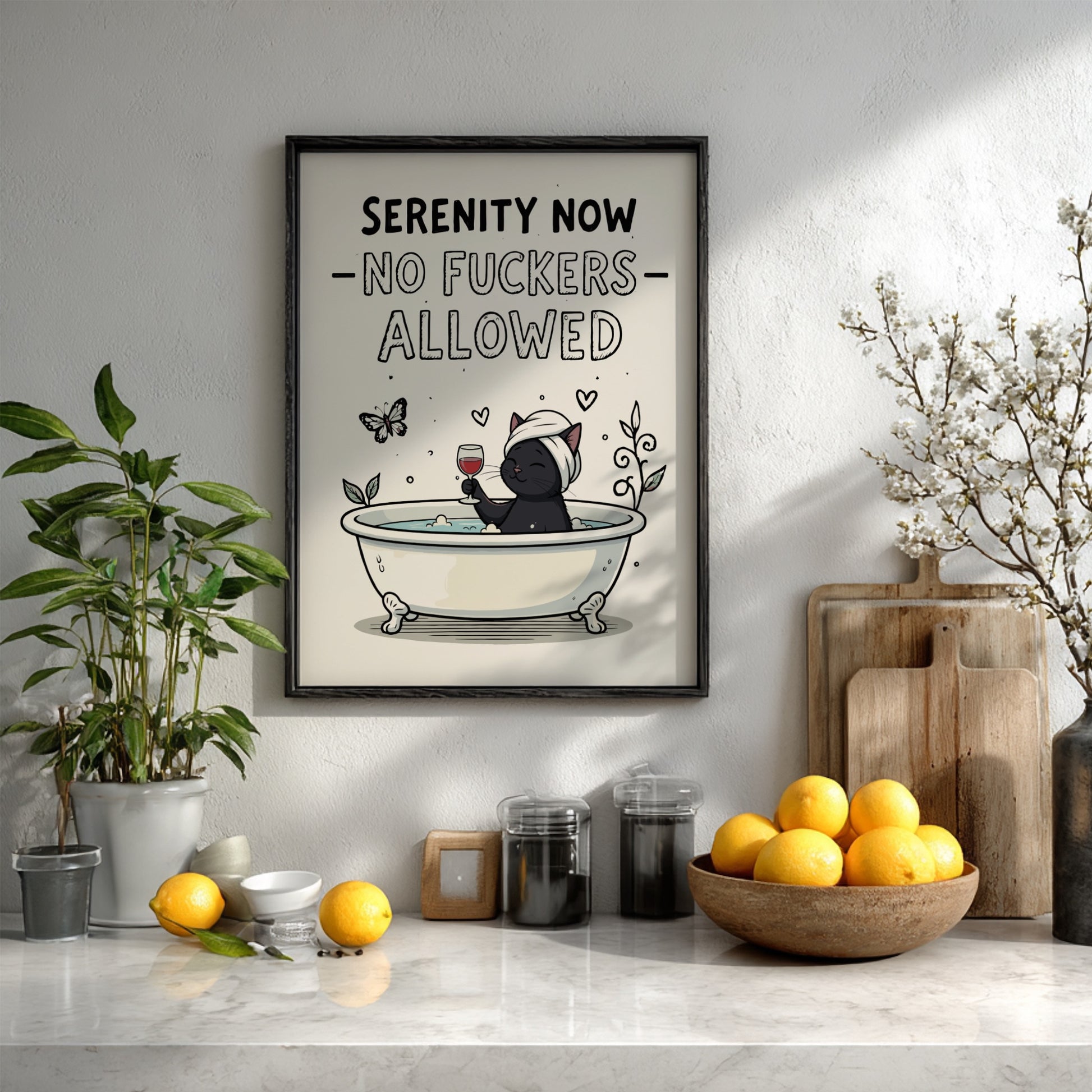 Serenity Now, No Fuckers Allowed - Bold Minimalist Sanctuary Wall Art