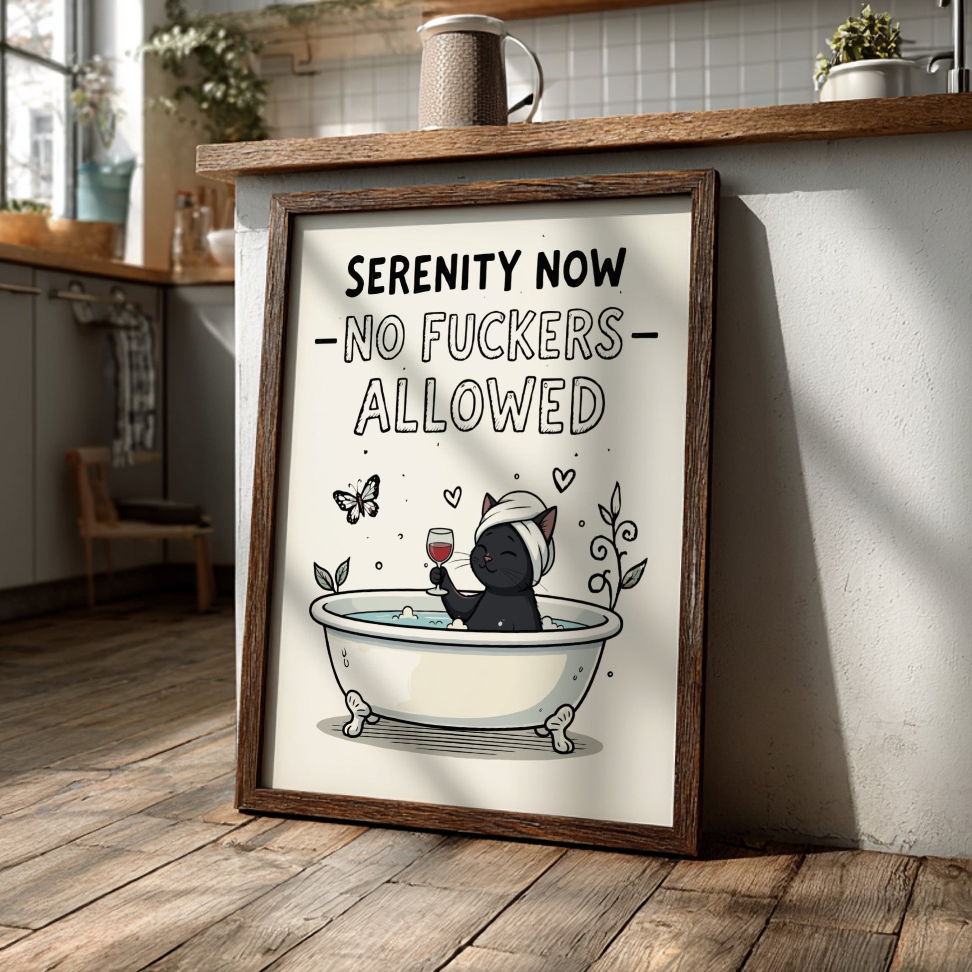 Serenity Now, No Fuckers Allowed - Bold Minimalist Sanctuary Wall Art