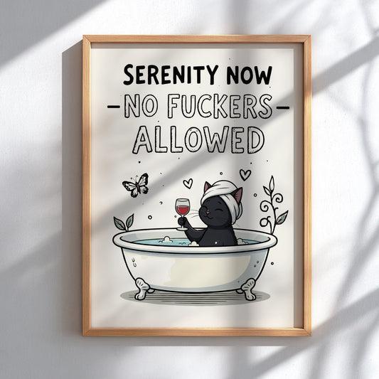 Serenity Now, No Fuckers Allowed - Bold Minimalist Sanctuary Wall Art