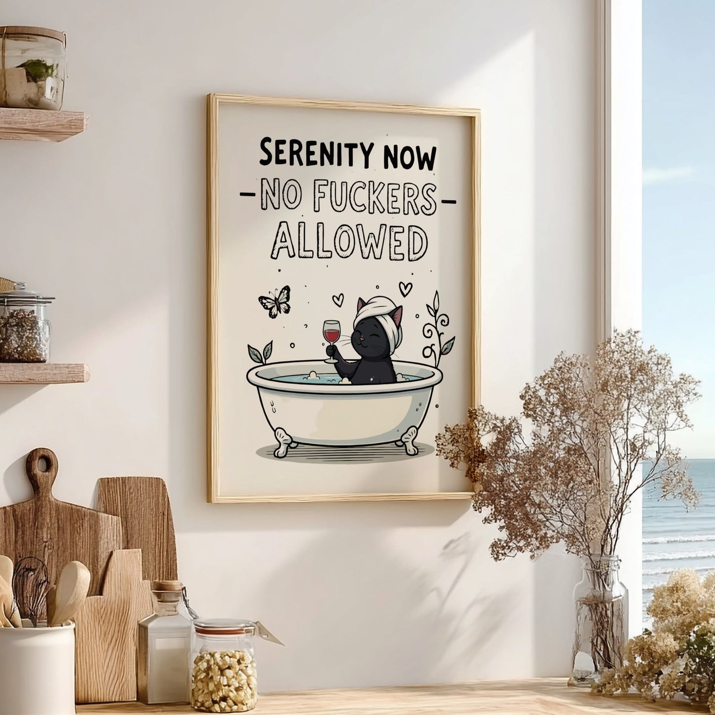 Serenity Now, No Fuckers Allowed - Bold Minimalist Sanctuary Wall Art