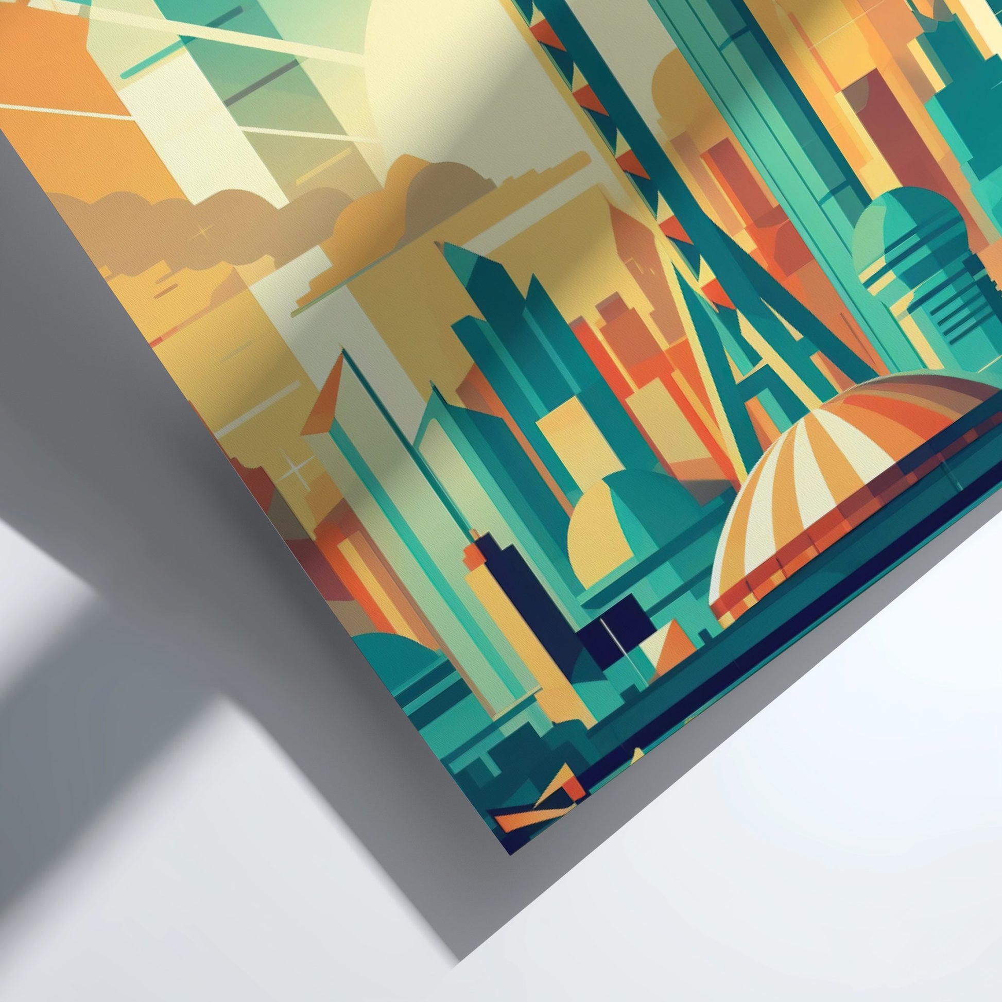 Colorful cityscape illustration on a white background