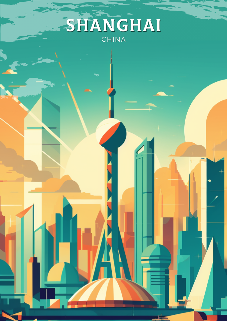 Asian SHANGHAI PRINT - TRAVEL POSTER