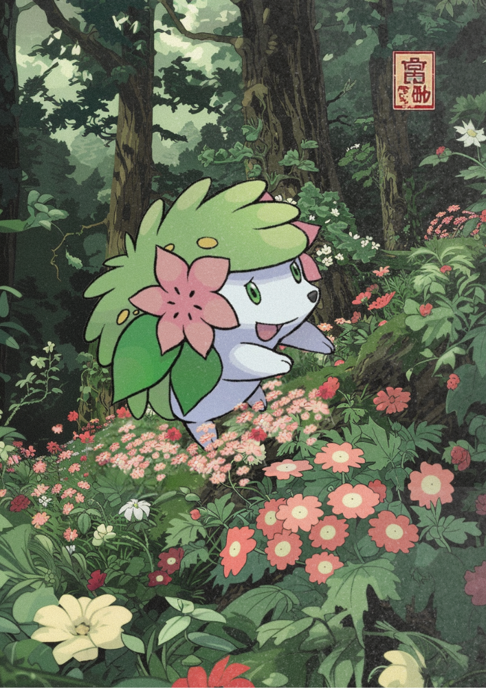 Shaymin Poster: Japanese Style Legendary Pokemon Inspired Anime Artwork, Pokemon TCG Shaymin