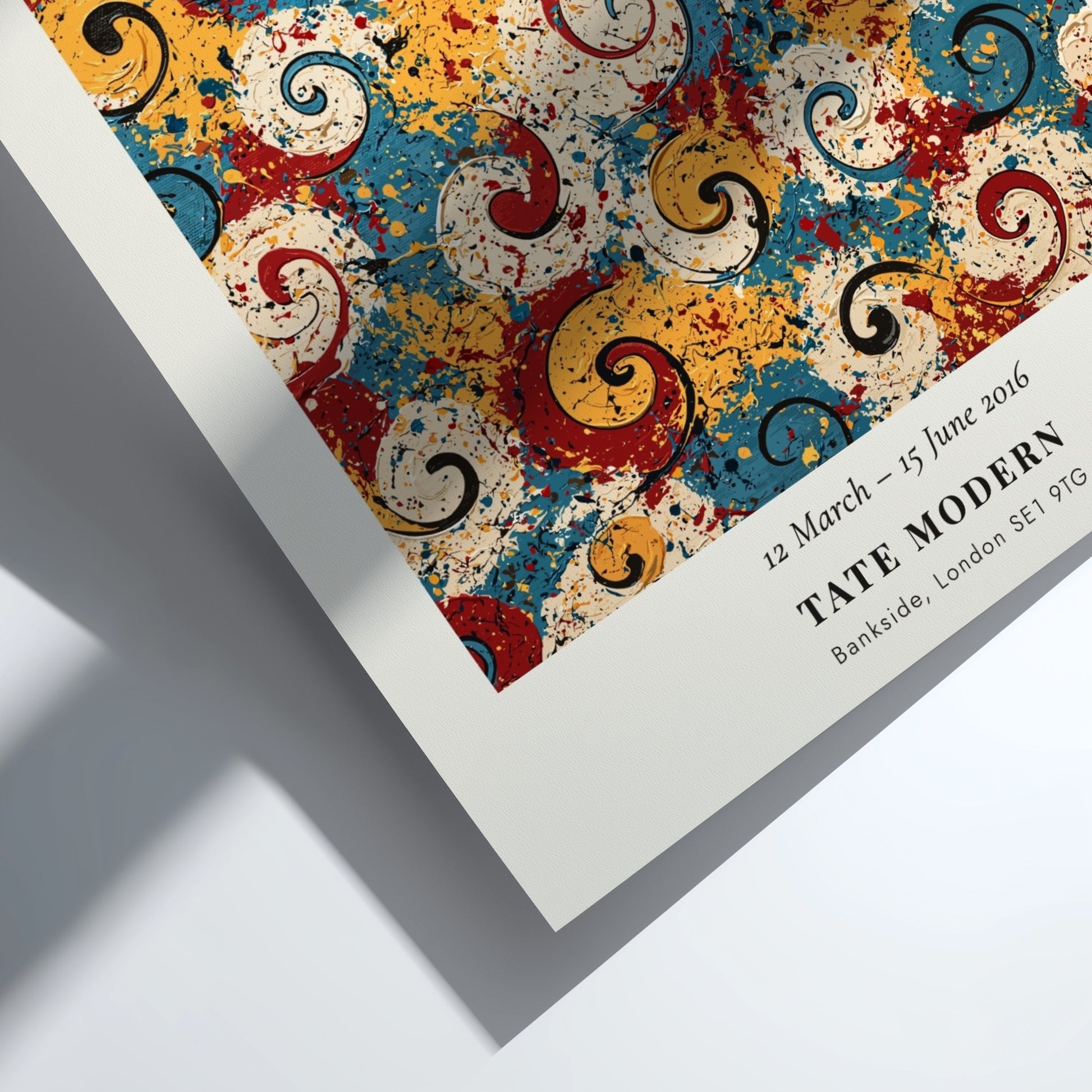 Wall art poster featuring Jackson Pollock Shimmering Substance abstract swirls in red yellow blue