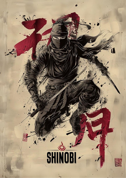 Shinobi Poster: Japanese Warrior Ninja Wall Art, Shinobi Art