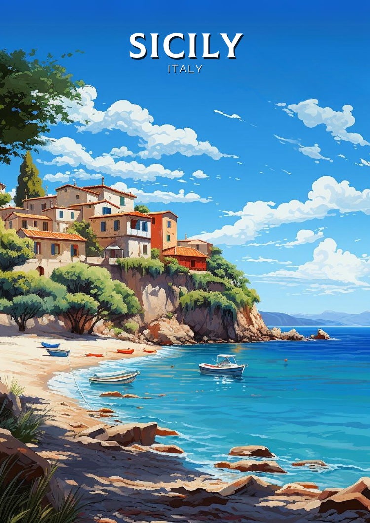 Europe SICILY TRAVEL PRINT - ITALY ARTWORK