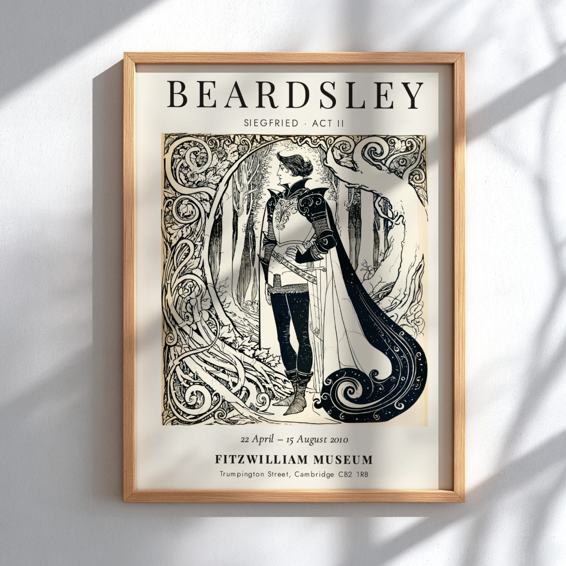 Aubrey Beardsley poster featuring Siegfried Act II with intricate linework and elegant design