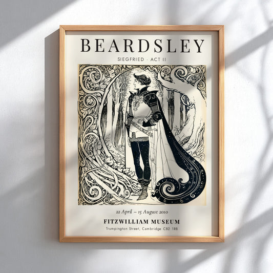 Aubrey Beardsley poster featuring Siegfried Act II with intricate linework and elegant design