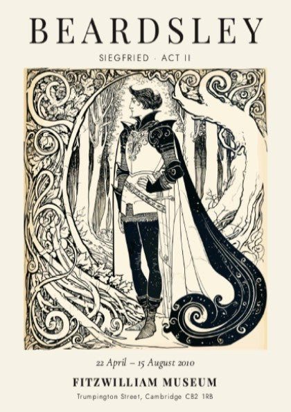 Aubrey Beardsley poster featuring Siegfried Act II with intricate linework and elegant design
