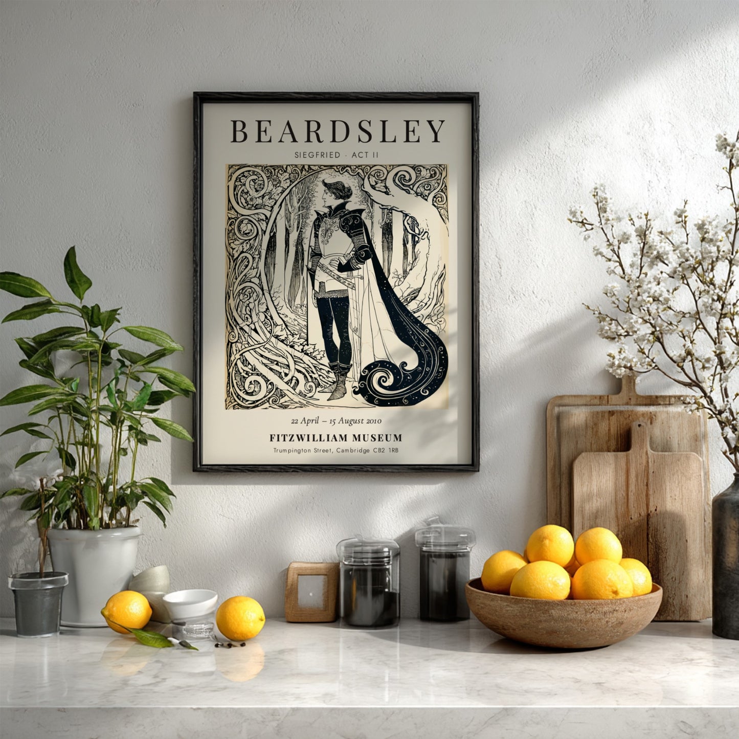 Aubrey Beardsley poster featuring Siegfried Act II with intricate linework and elegant design