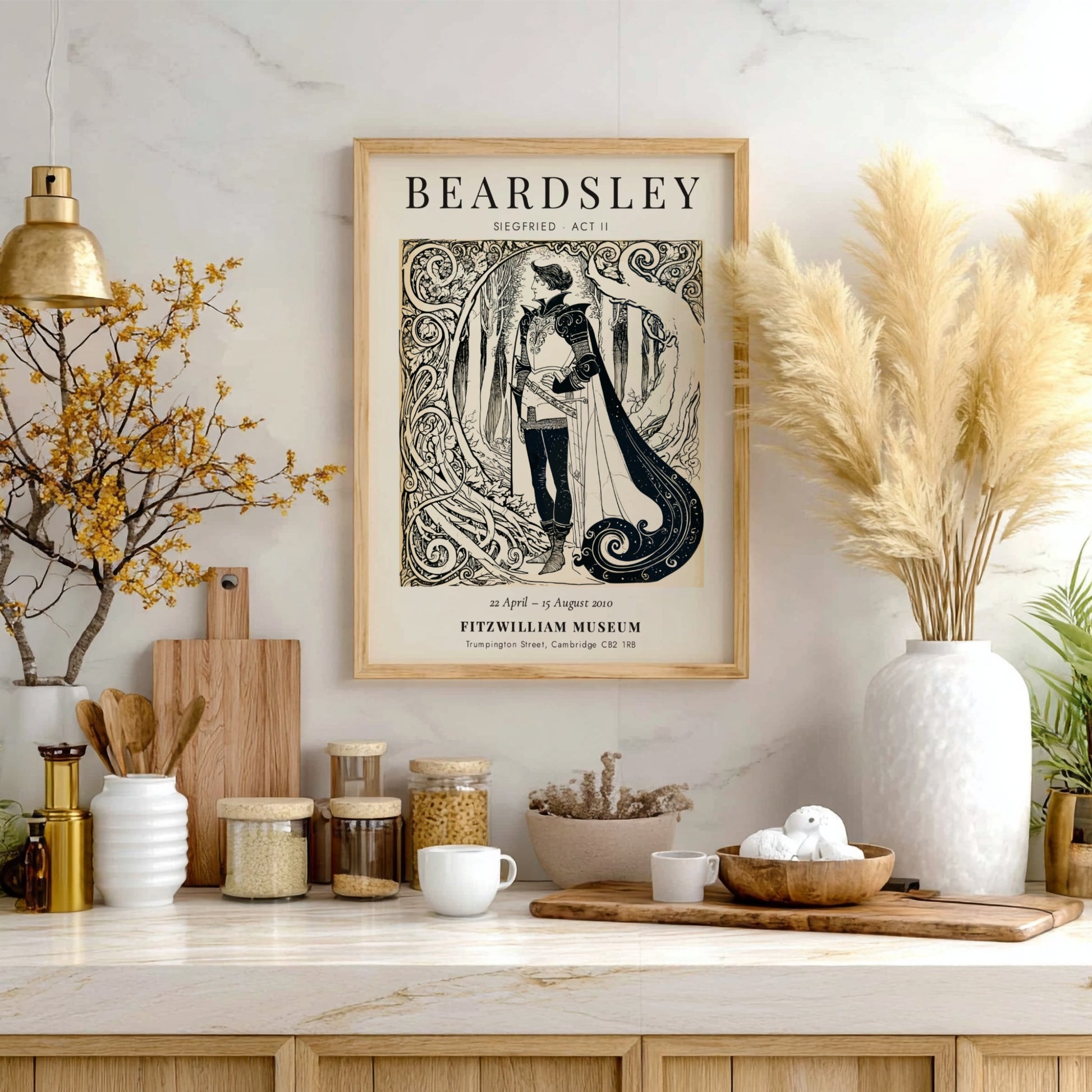 Aubrey Beardsley poster featuring Siegfried Act II with intricate linework and elegant design