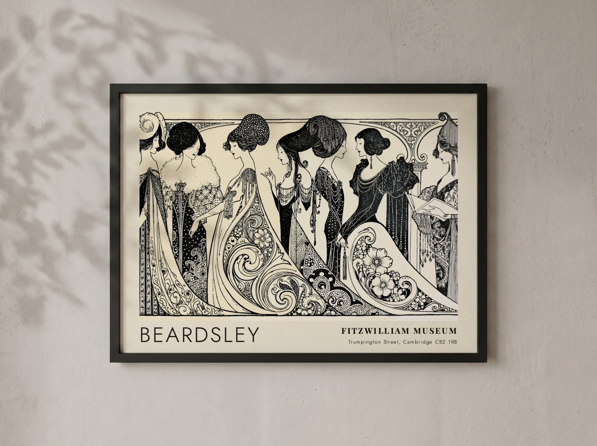 Wall art poster featuring Aubrey Beardsley Siegfried figures in black ink on cream background.