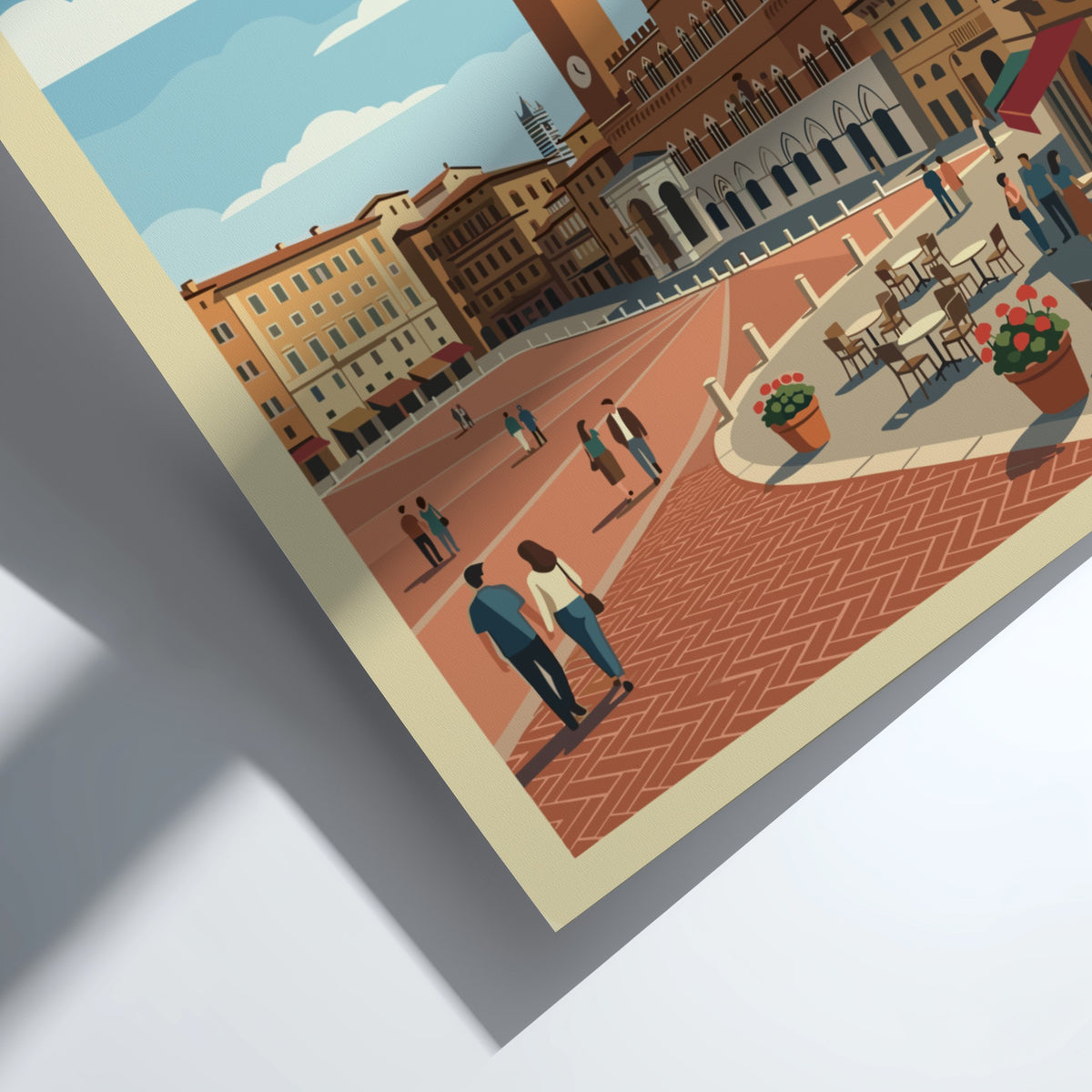 Poster of Siena Italy featuring the Torre del Mangia and a bustling square