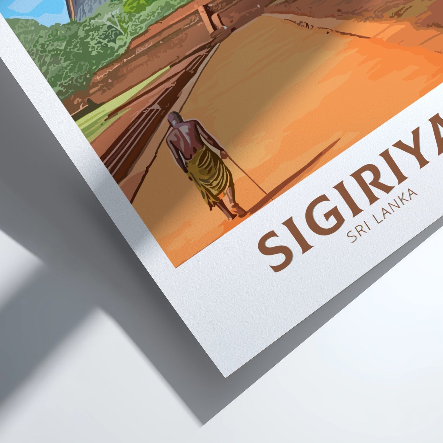 Poster of Sigiriya, Sri Lanka with a person walking on a path.