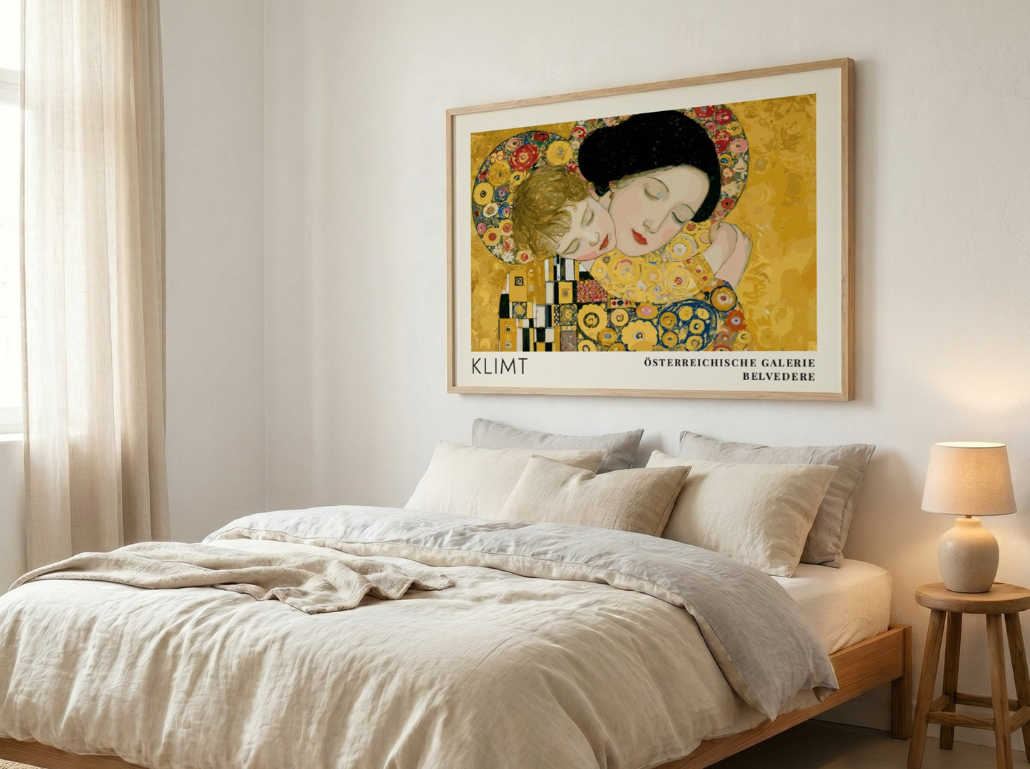 Klimt Silber und Gold wall art print featuring warm colors and intricate details