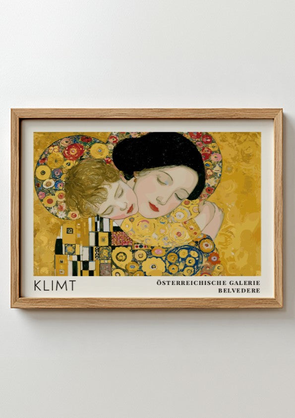 Klimt Silber und Gold wall art print featuring warm colors and intricate details