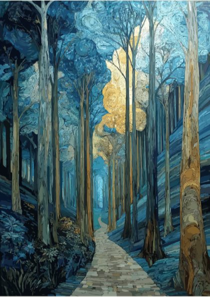 Silent Path - Narrow Forest Trail and Ethereal Mist Wall Art