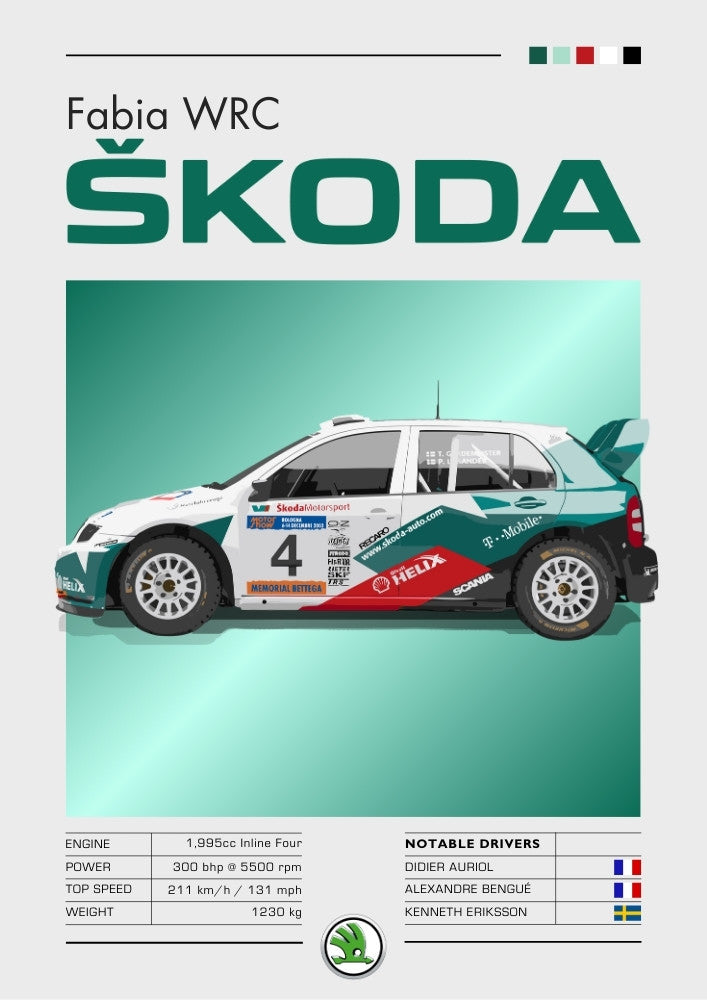 Skoda Fabia WRC Print - Car Poster