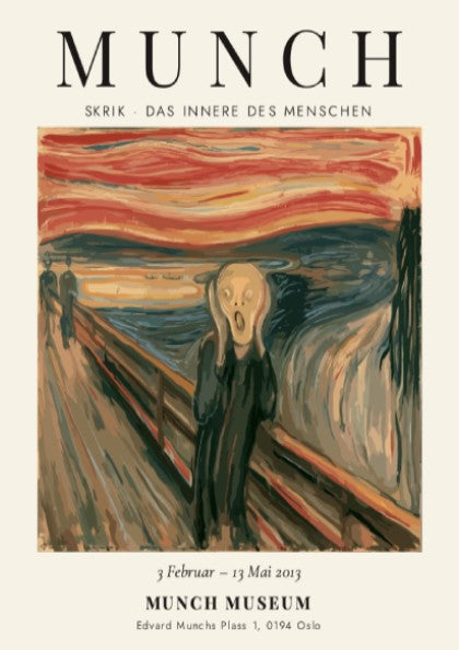 Edvard Munch poster featuring Skrik - Das Innere des Menschen with vivid colors and expressive brushstrokes