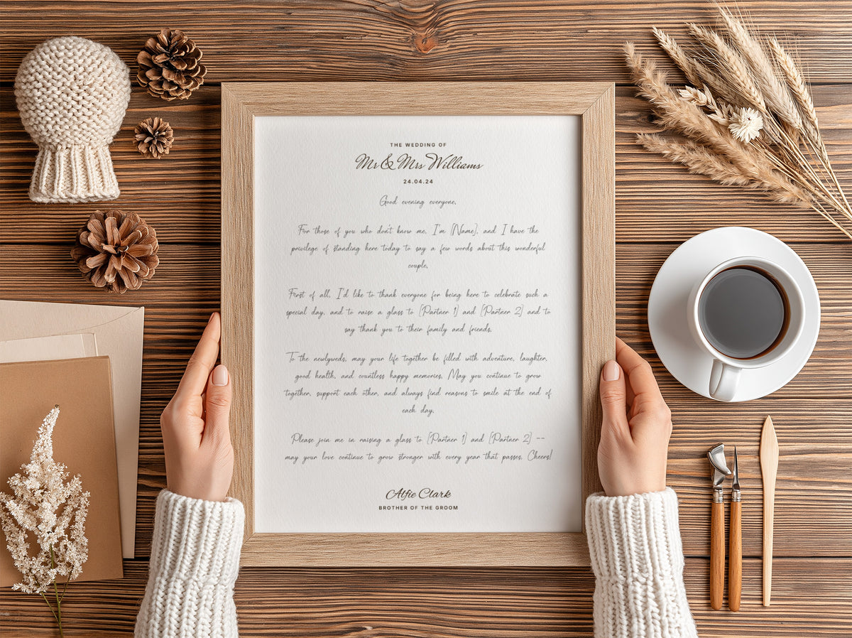 Personalised Wedding Speech Keepsake Poster