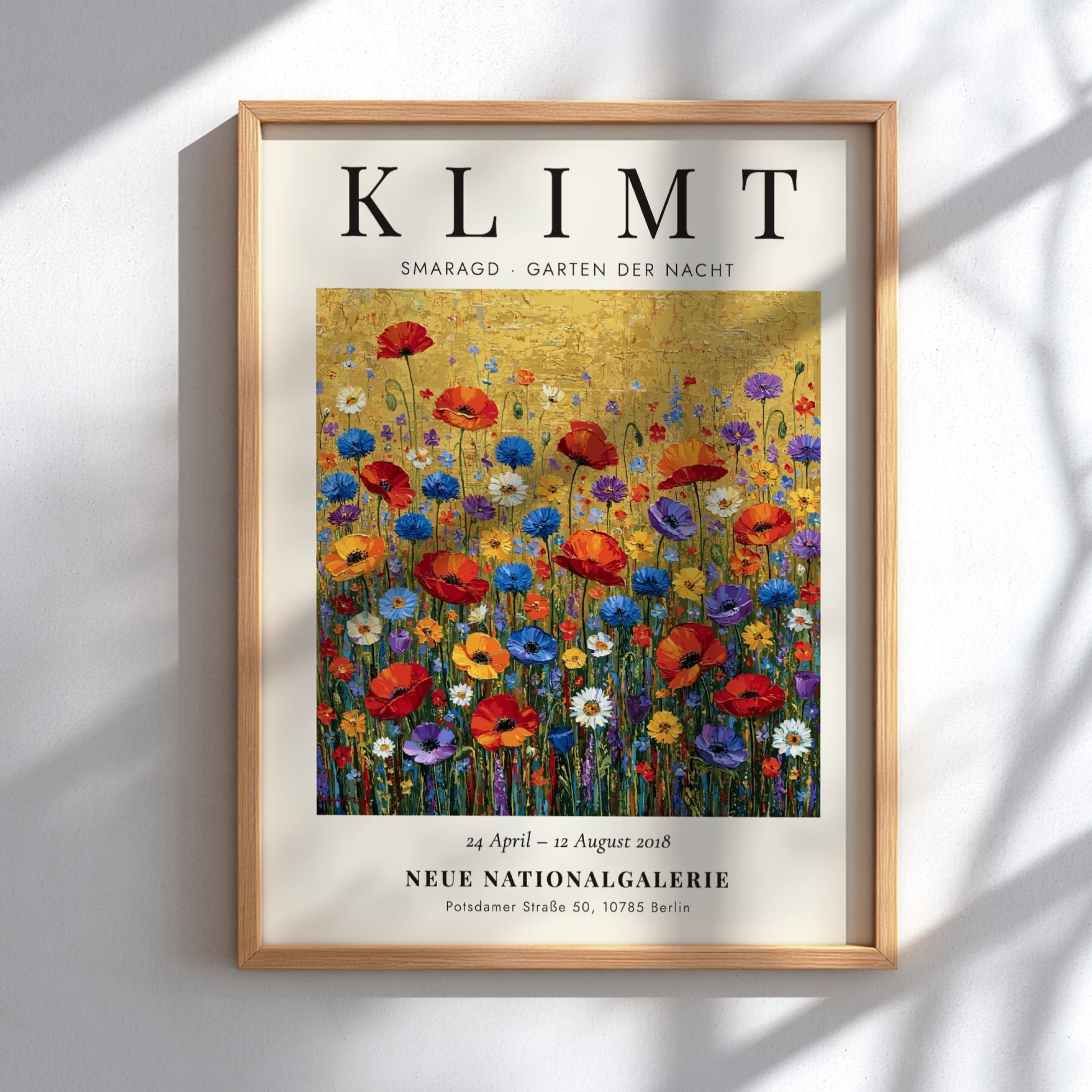 Smaragd - Garten der Nacht poster featuring vibrant flowers in rich colors inspired by Gustav Klimt's style