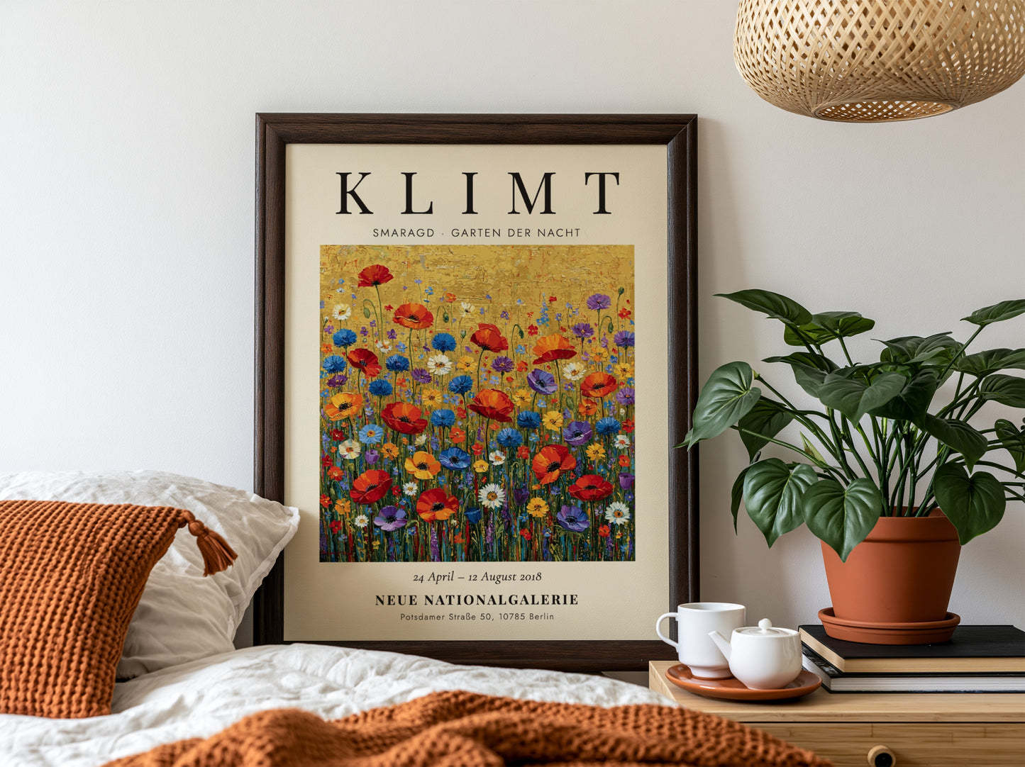 Smaragd - Garten der Nacht poster featuring vibrant flowers in rich colors inspired by Gustav Klimt's style