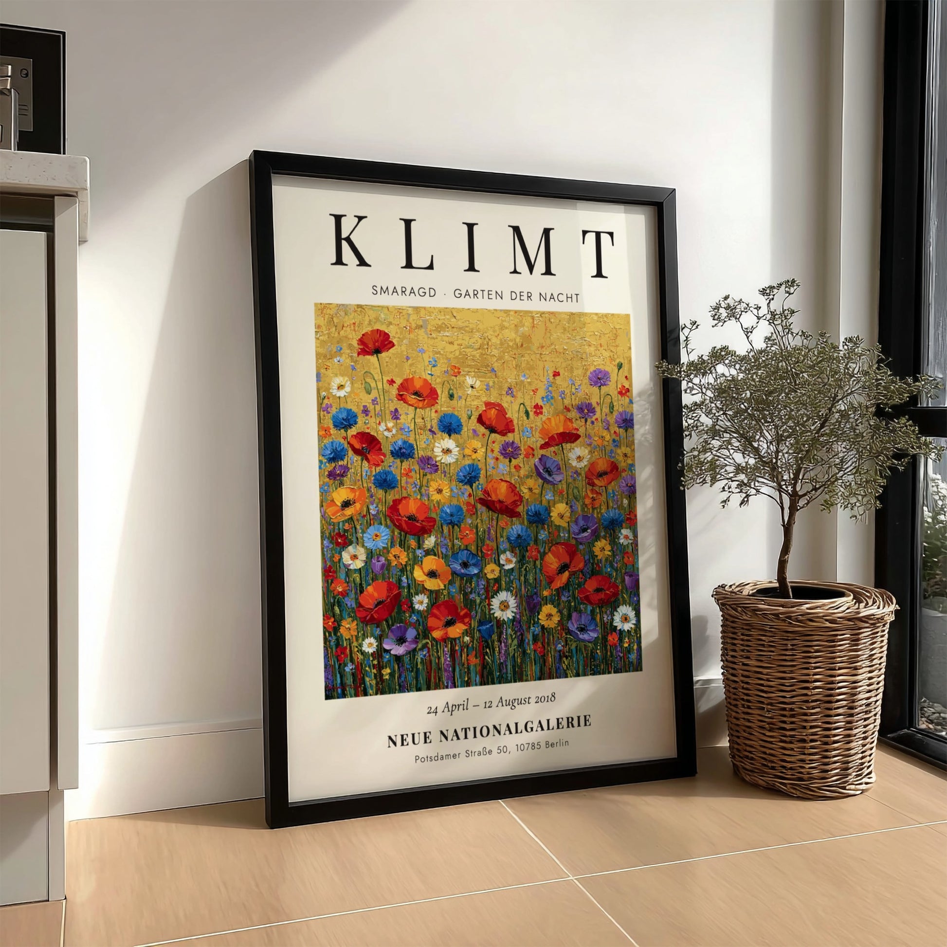 Smaragd - Garten der Nacht poster featuring vibrant flowers in rich colors inspired by Gustav Klimt's style