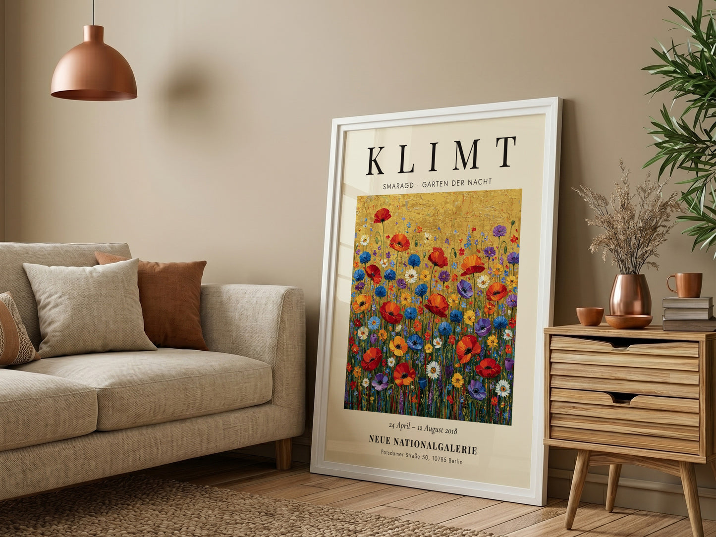 Smaragd - Garten der Nacht poster featuring vibrant flowers in rich colors inspired by Gustav Klimt's style