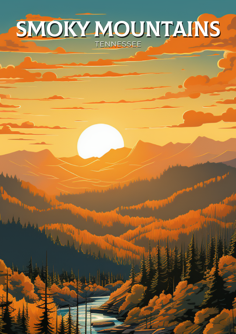 North AmericaGREAT SMOKY MOUNTAINS TRAVEL PRINT - NATIONAL PARK ARTWORK