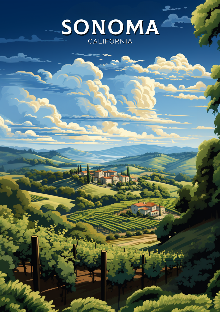 North AmericaSONOMA TRAVEL POSTER - CALIFORNIA ARTWORK