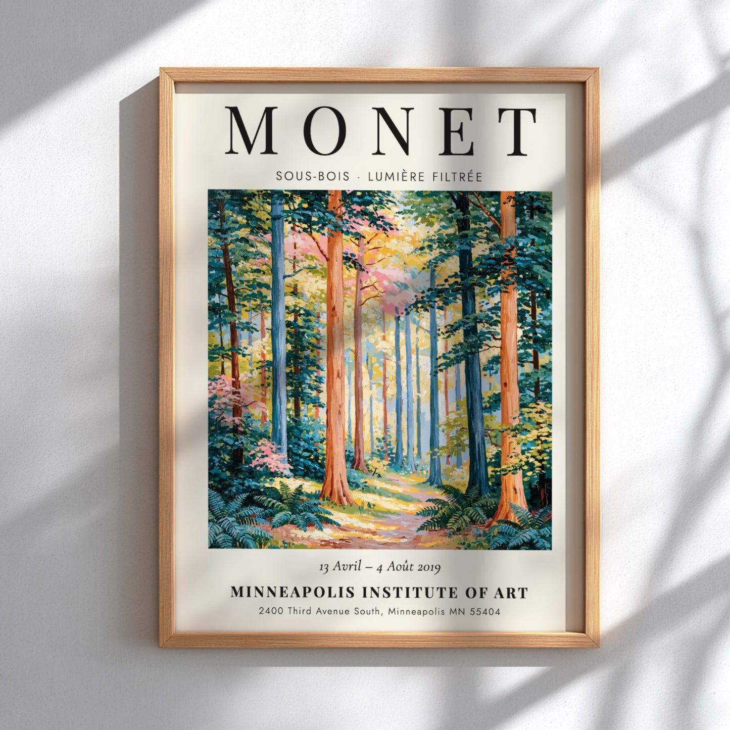 Nature poster inspired by Monet featuring vibrant greens and soft light