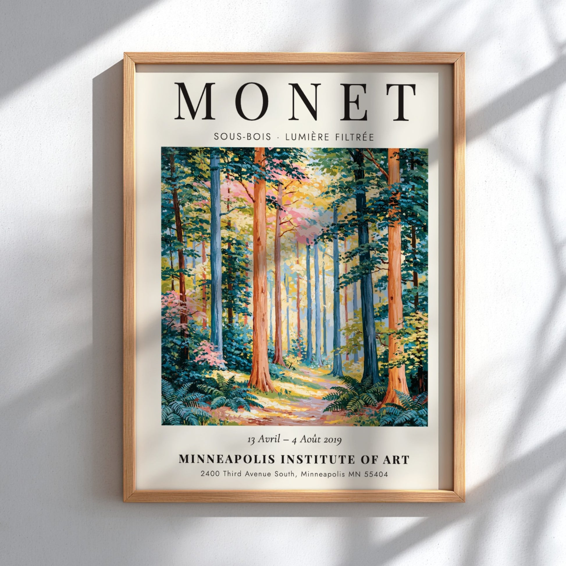 Nature poster inspired by Monet featuring vibrant greens and soft light